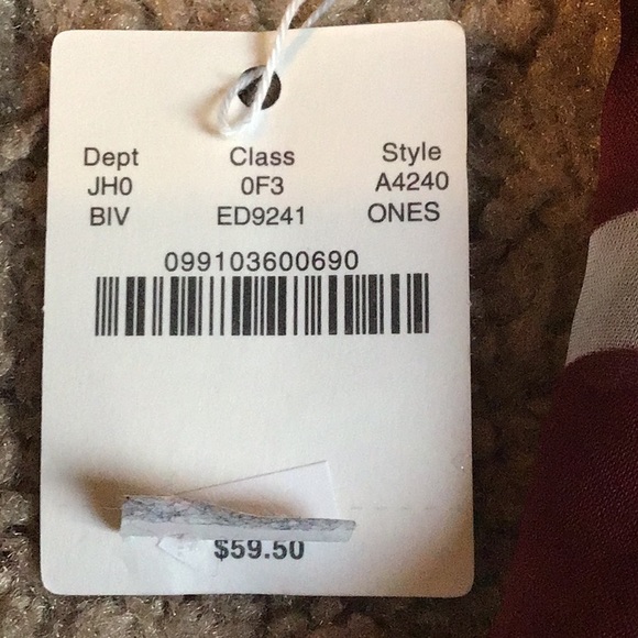 J.Crew Wine and Navy 100% Silk Infinity Scarf NWT - Picture 3 of 3